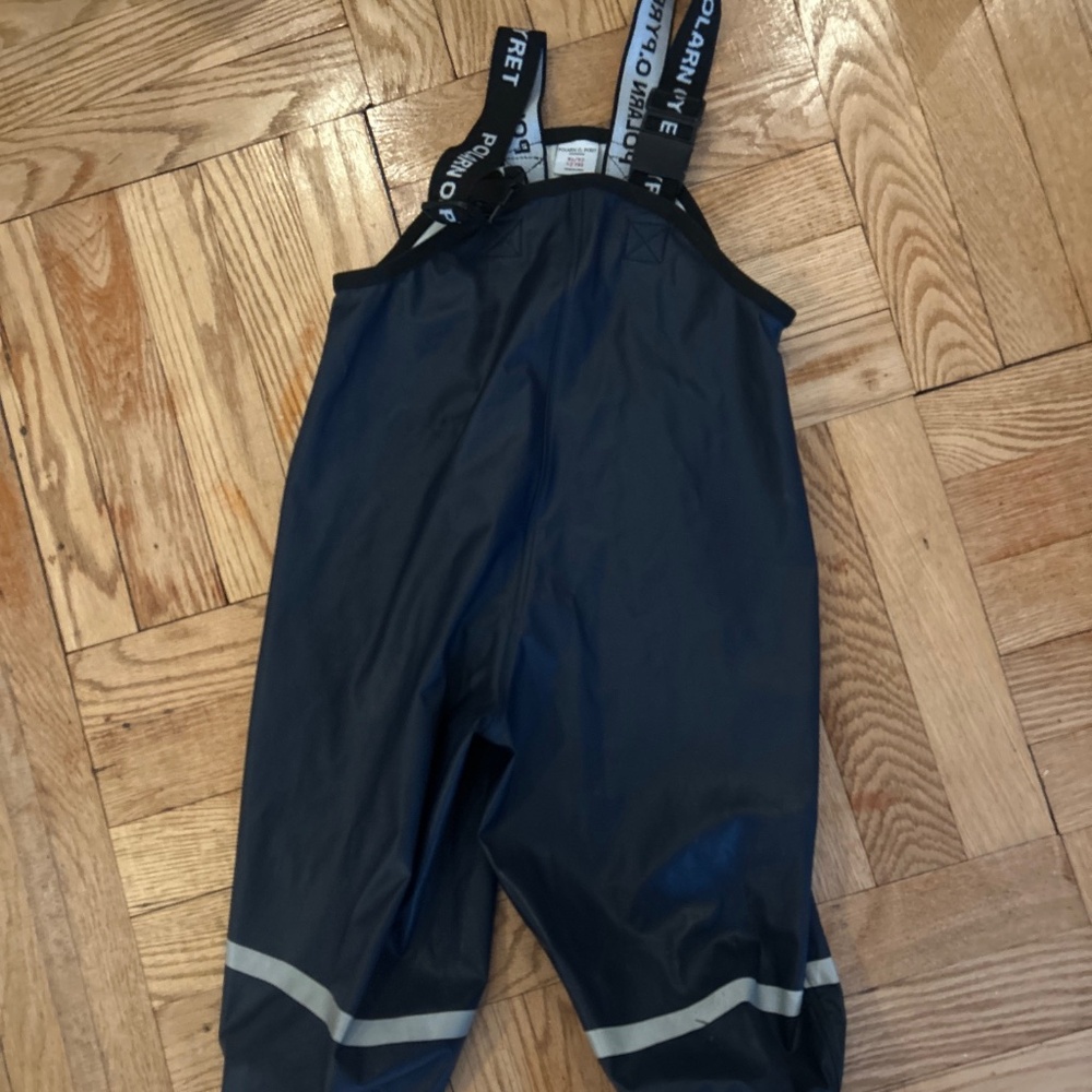 Polarn O Pyret Snow Rain Pants Bib Suspenders Toddler Sz 1-2 Yrs Waterproof Blue